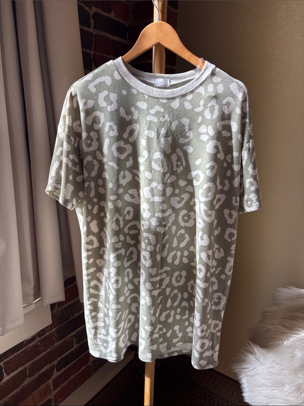 12 Pm By Mon Ami Olive Green and White Leopard Print Mini Dress Size S
